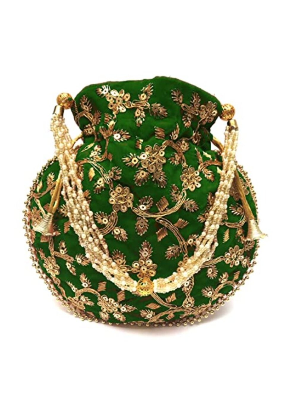 Velvet Embroidered Potli Bag Clutch Drawstring Wedding Gift